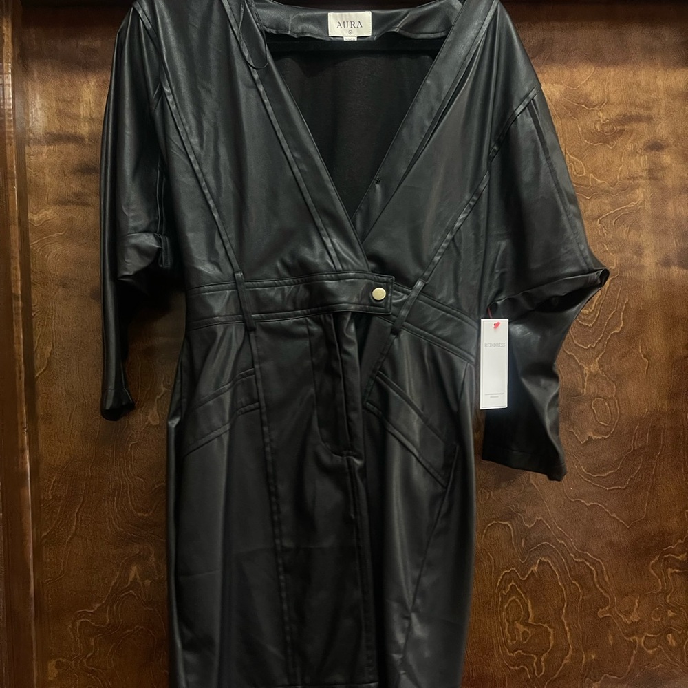 Aura Midnight Black Leatherette Dress